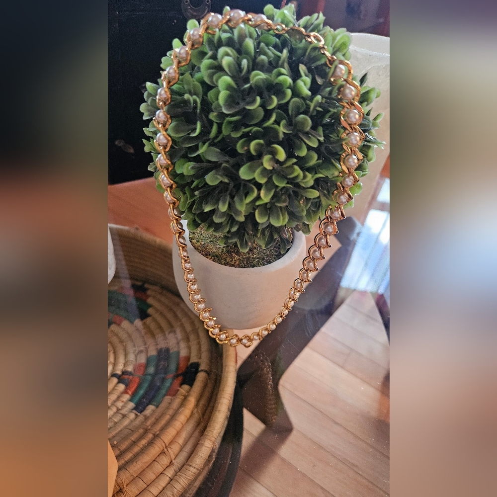 Napier Goldtone and Faux Pearl Accent Necklace